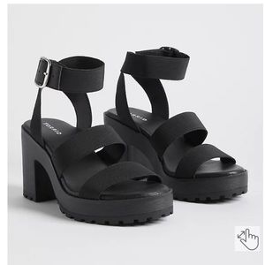 Torrid Chunky Block Heel - Elastic Black Size 10.5 Wide NWT